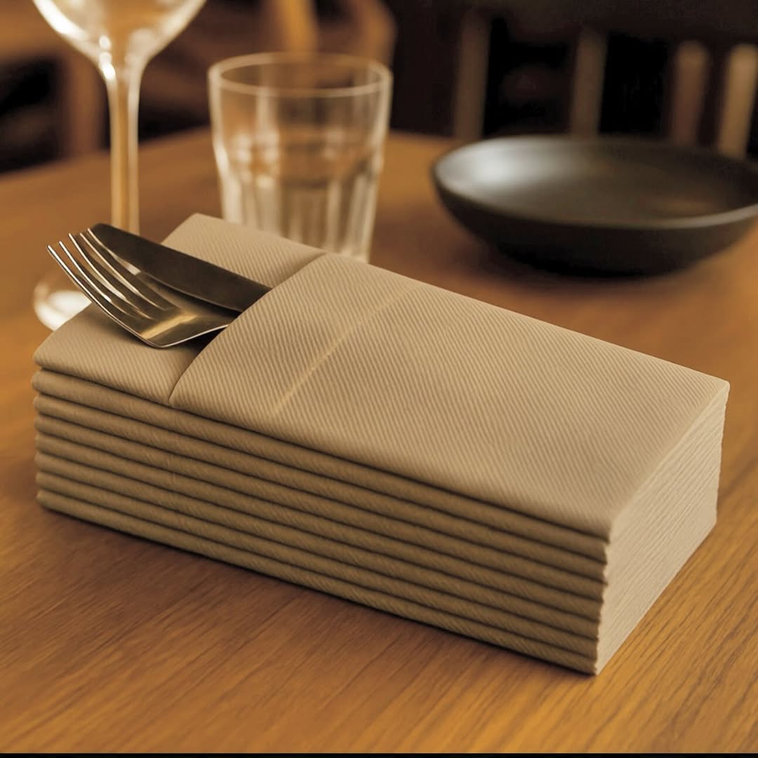 SILQUE pocket airlaid napkin with cutlery placement